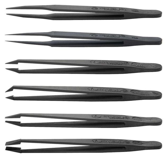 Tweezer, Kit, Carbon Fibre, ESD, 6 Pieces