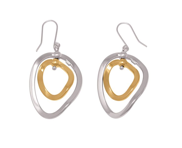 9ct/925 Gold Fusion Two Tone Oval Drop Earrings.
