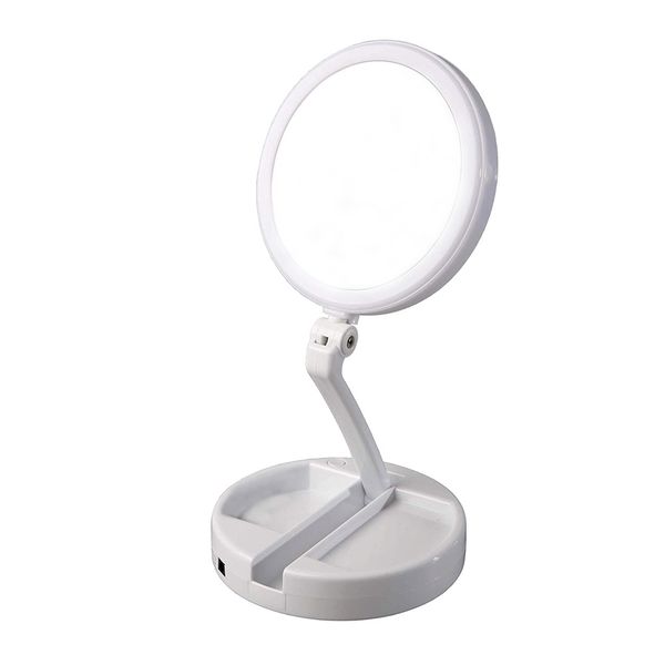Foldable Double-sided LED Illuminated Cosmetic Mirror