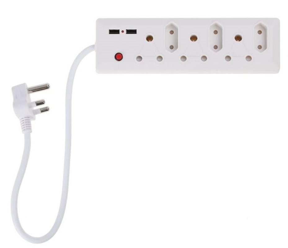 6 Way Multi - Plug With 2 Usb's 