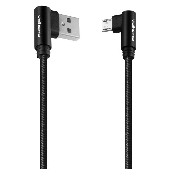 Volkano Micro USB Cable 90 Degree - Braids Series - 1.2m - Black