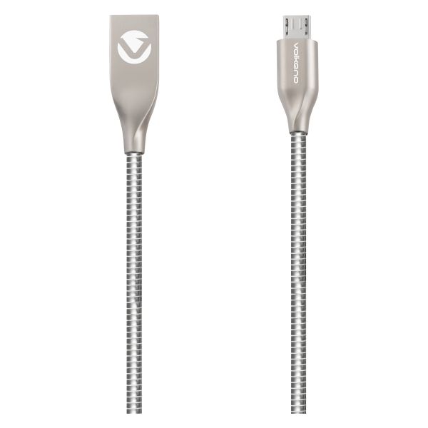 Volkano Iron Series 1.2M Micro USB Cable - Silver