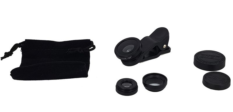 Universal Smartphone 3-in-1 Lens Clip - Black