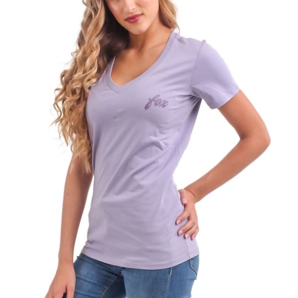 Fox Women's Pitcrew V Neck Short Sleeve T-Shirt - Fog