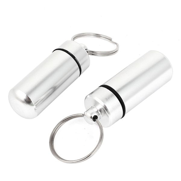 Pill Keychain Holder Silver 2 pack
