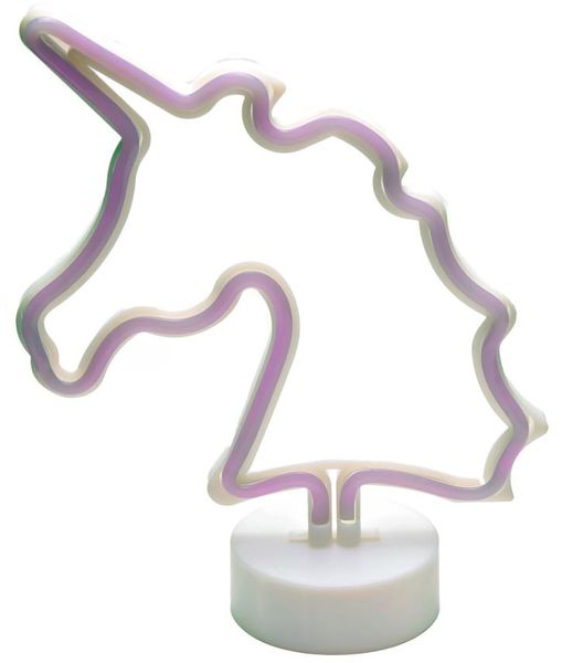 Pink Neon Unicorn Indoor Night Light with Holder