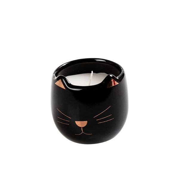 Ceramic Cat Design Candle In Holder - 7cm