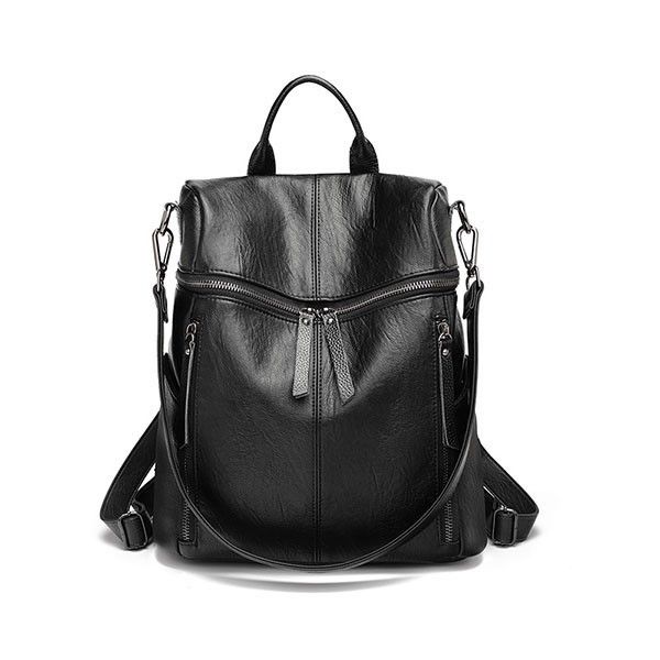 Fashionable PU Leather Backpack with Double-Zip Design | A001 | Shop ...