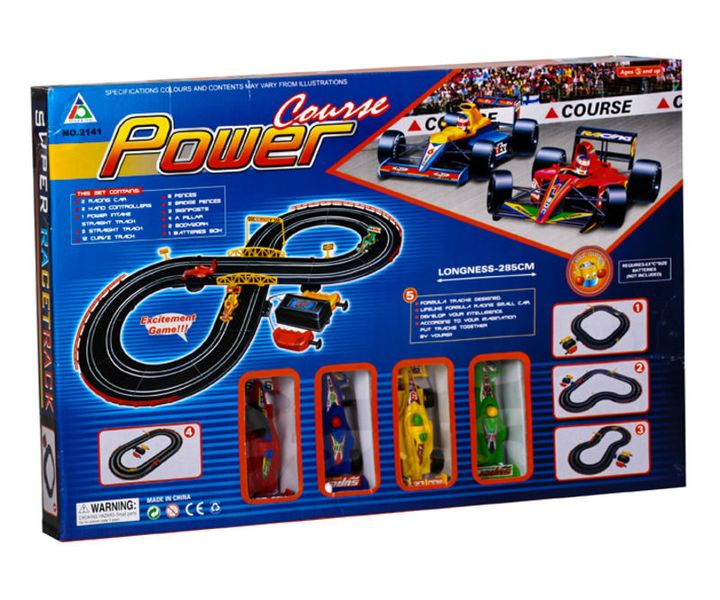 Battery Operated Power Course Track Set - 36 Pieces, 2.85m Track