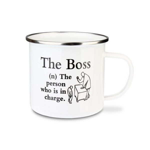 Urban Words - The Boss Tin Enamel Mug (97mm x 88mm )