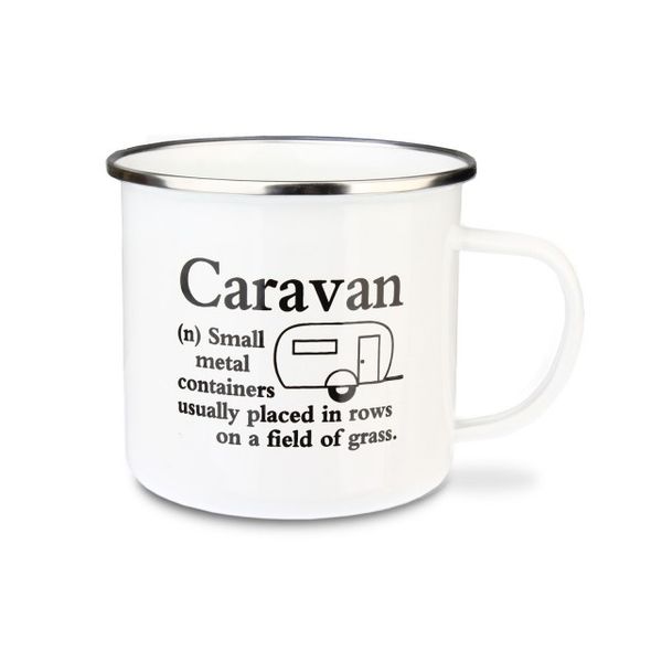 Urban Words - Caravan Tin Enamel Mug (97mm x 88mm )