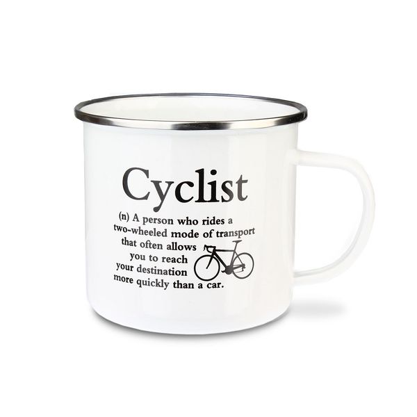 Urban Words - Cyclist Tin Enamel Mug (97mm x 88mm )