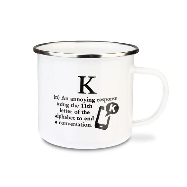 Urban Words - K Tin Enamel Mug (97mm x 88mm )