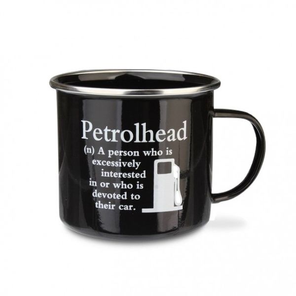 Urban Words - Petrolhead Tin Enamel Mug (97mm x 88mm )