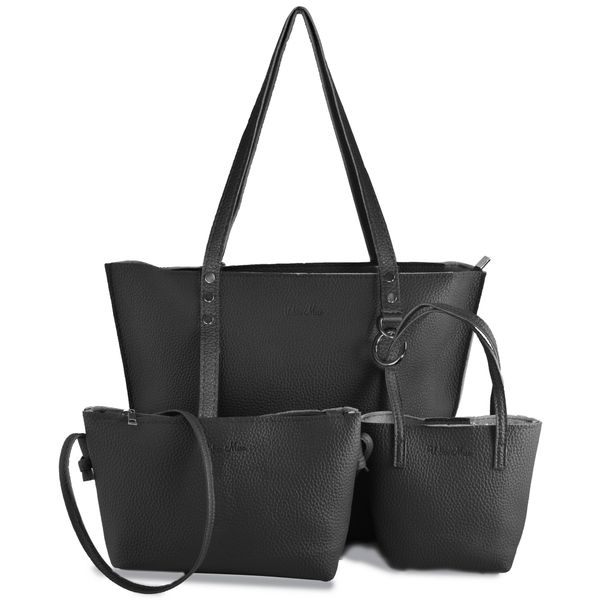 Urban Muse Handbag 3 Piece Berlin Shopper Set - Black