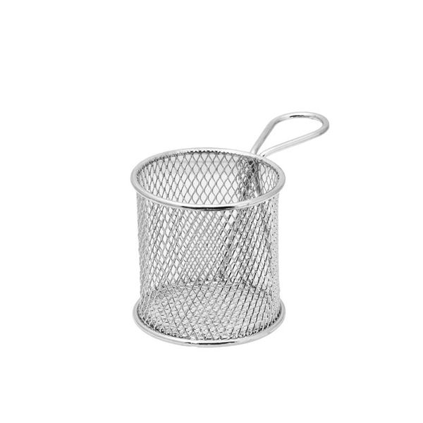 Regent Chrome Chip Server Round Fryer Basket with Handle, (130/80mm Diax80mm)