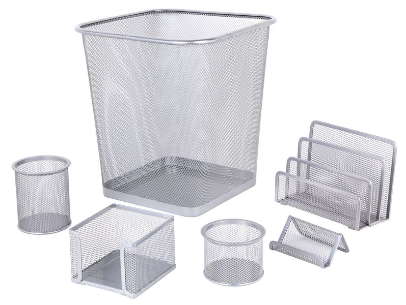 Kenzel 6pc Wire Mesh Stationery Set - Silver