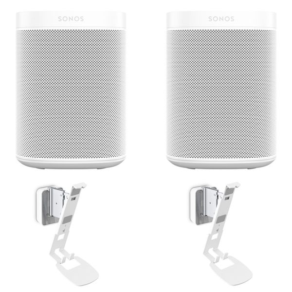 Sonos One SL WiFi Speakers With Vogels Wall Brackets Bundle White