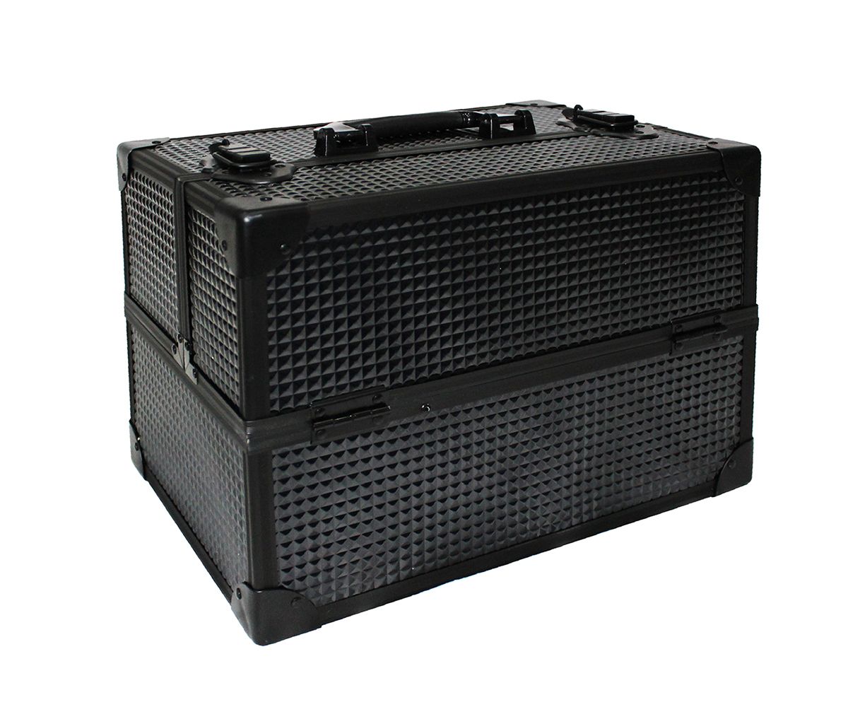 Glamorous Lockable Cosmetic Makeup Case with Brush Holder Black