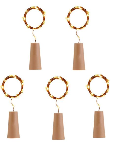 Wine Bottle Cork LED Fairy Lights Battery Powered Warm White - Set of 5
