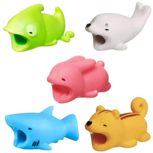 Cute Animal Bites Charger Cord Protector Saver - Set of 5