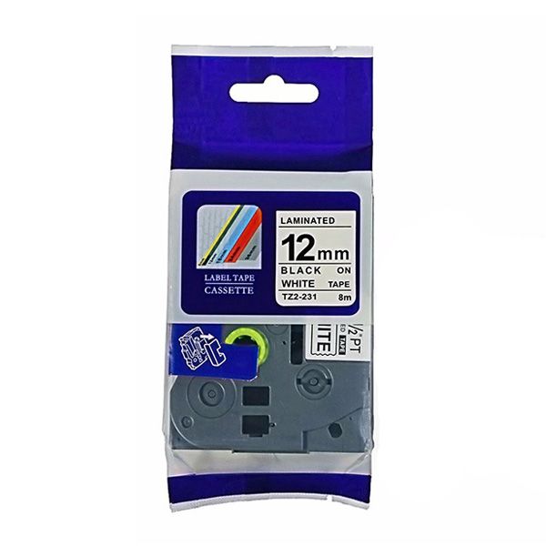 Brother TZ-231 (12mm x 8m Black on White)LabelTape Cartridge - Compatible