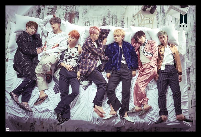 BTS - Group Bed Poster with Black Frame