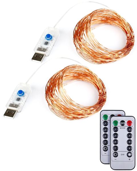 LED USB String Lights Remote Controlled Fairy Lights - 2 Set