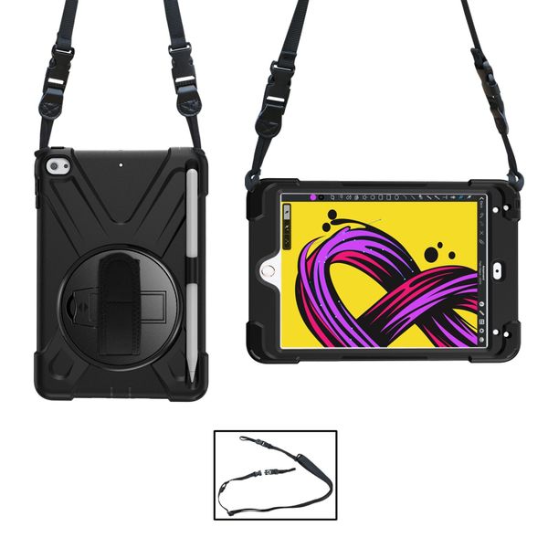 Tuff-Luv Rugged Armour Jack Case with Shoulder Strap &amp; stand for Apple iPad Mini 5 - Black