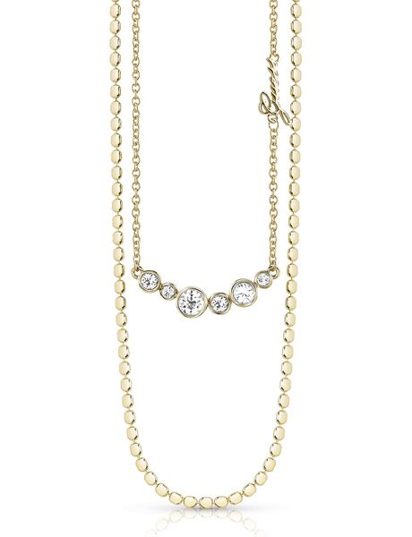 Guess Women's Crystal Beauty Gold Double Chain With Stones Necklace
