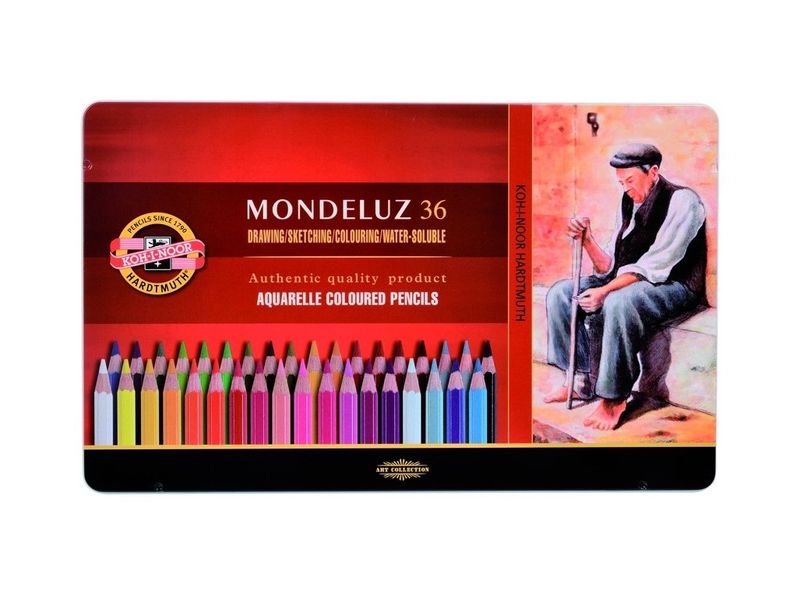Mondeluz Aquarelle Coloured Pencils Tin Of 36