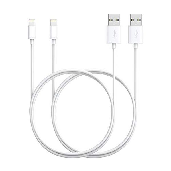 iPhone USB Charging Cable for iPhone 5 &amp; 6 &amp; 7 &amp; 8 &amp; X - White (Pack of 2)