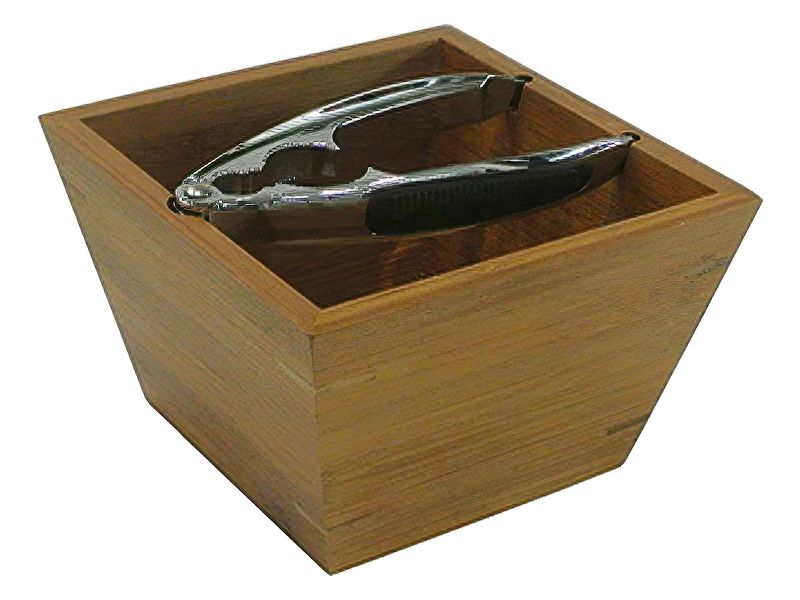 Bamboo Holder &amp; Nutcracker Set - Stylish, Wood Bowl for Nuts &amp; Snacking