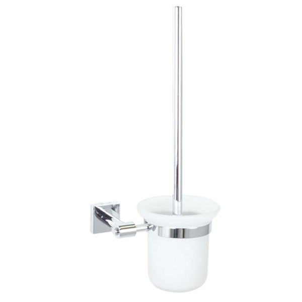 Luxury Toilet Brush Set Glass and Chrome