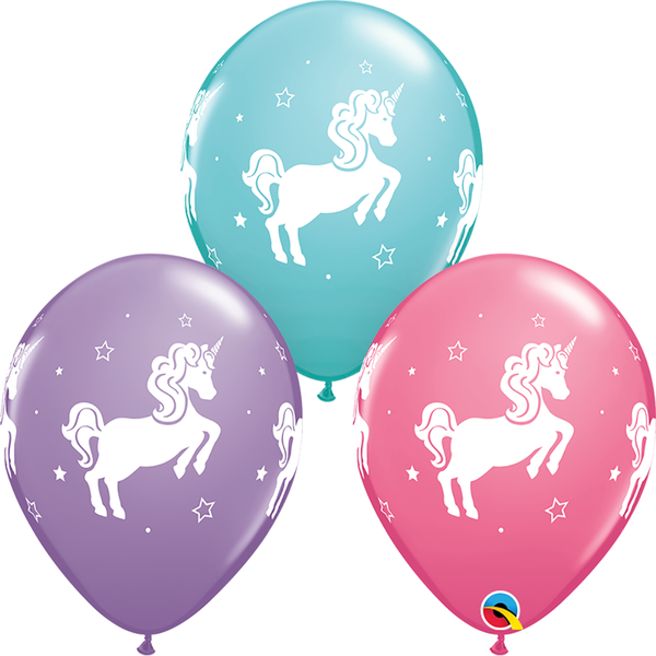 Qualatex 11 Inch Round Latex Balloon Whimsical Unicorn - 50 x Pack