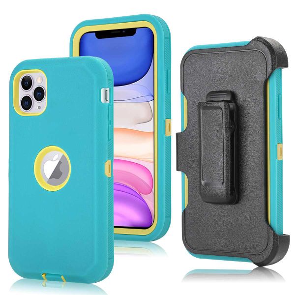 TUFF-LUV Armour-Tuff Rugged Case for Apple iPhone 11 Pro(Turquoise/Yellow)