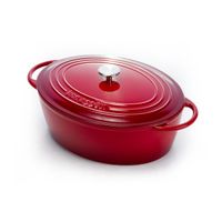 Capri - 33cm Enamel Coated Red Cast Iron Oval Casserole (Non-Stick ...