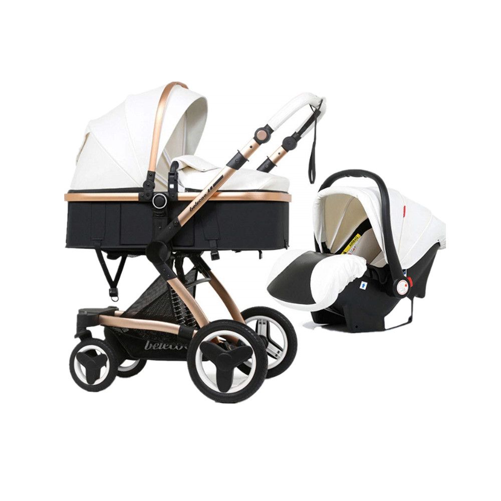 3 in 1 white pram