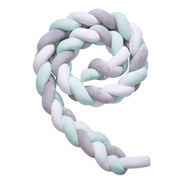 Baby Crib Bumper Braided - Green &amp; Grey