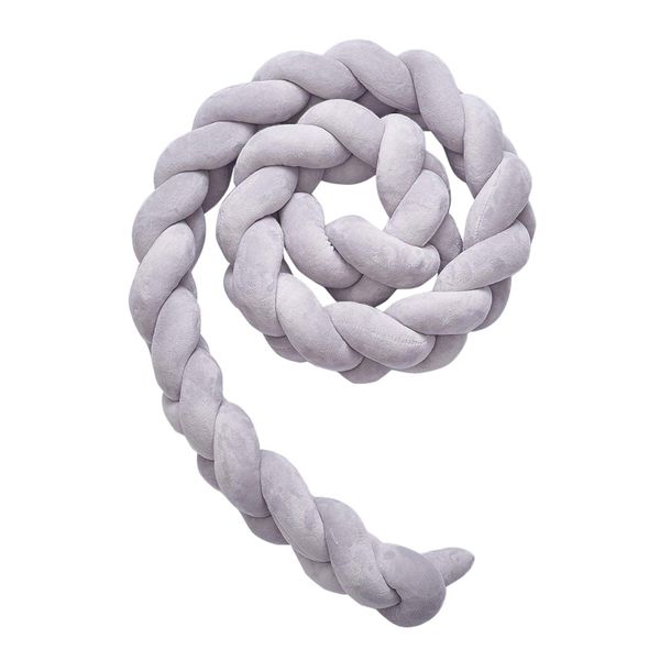 Baby Crib Bumper Knotted Braided Plush - Grey