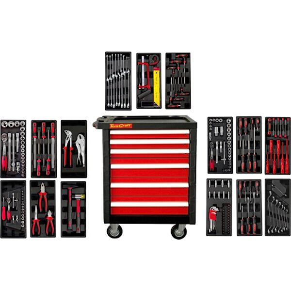TorkCraft - Mechanics Tool Trolley Set Including 196 Toolset