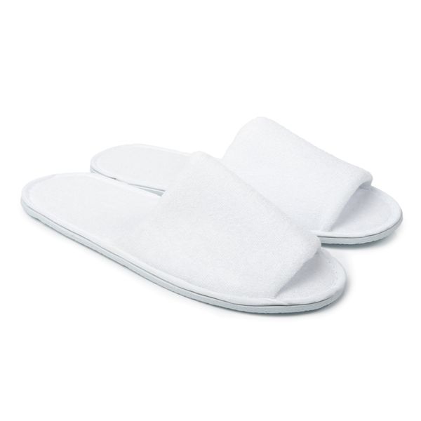 Disposable Hotel Open Toe Toweling Slippers - 100 Pairs