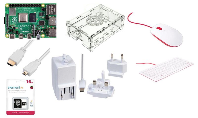 Raspberry Pi 4 B+ Starter Kit, 2Gb Ram, 16GB Noobs, Case, PSU, White