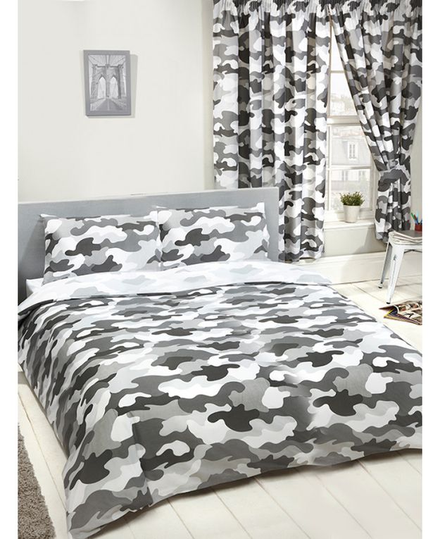 Grey Army Camouflage Reversible Duvet, Grey Camouflage Bedding Set