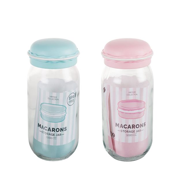 Storage Jar Glass Macaroon 1 Liter - Set of 2