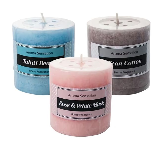 Candle Pillar Round Scented 7x7cm - Set of 3