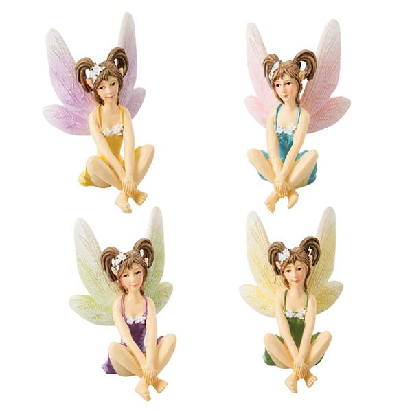 Polyresin Sitting Fairy 3.8cm, Designs - Set of 4