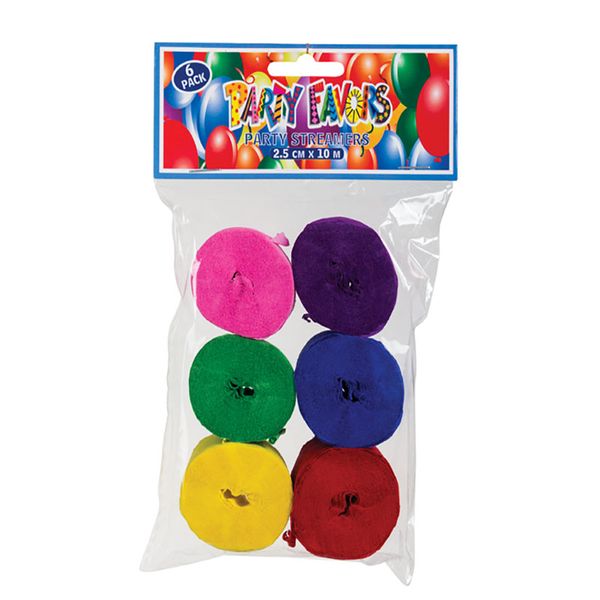 Bulk Pack x 3 Streamers 2.5cm x 10m (6 Rolls per Pack)