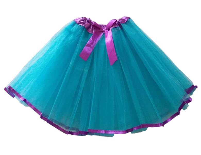G4A - Kids Tutu Skirt - Blue with Purple Ribbon Trim
