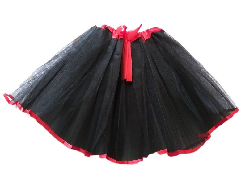 G4A - Kids Tutu Skirt - Black with Red Ribbon Trim